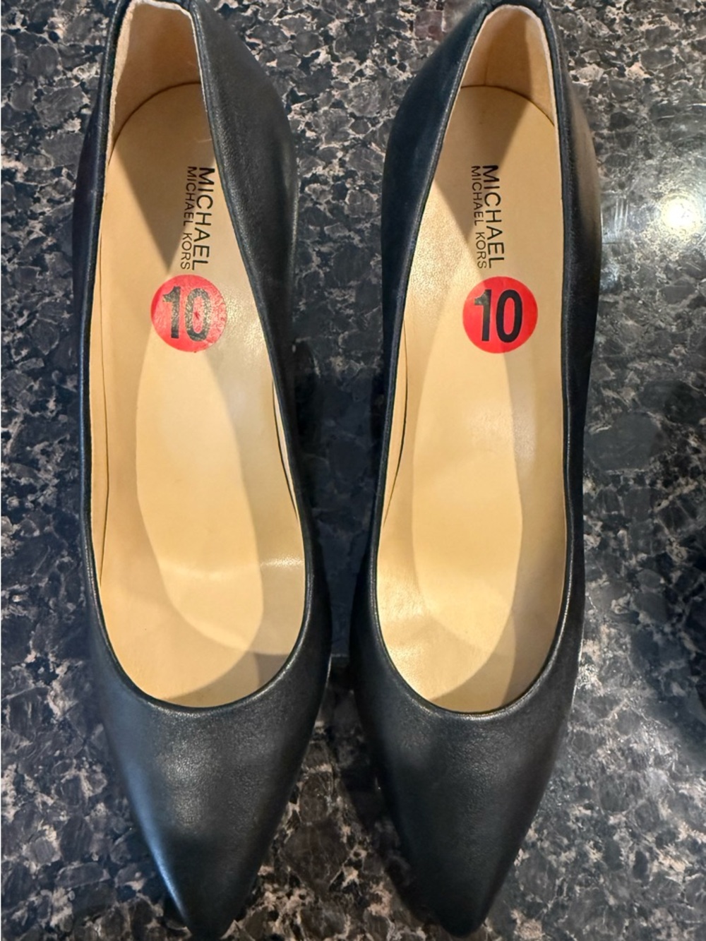 Michael Kors Black Leather Pointed Toe Heels